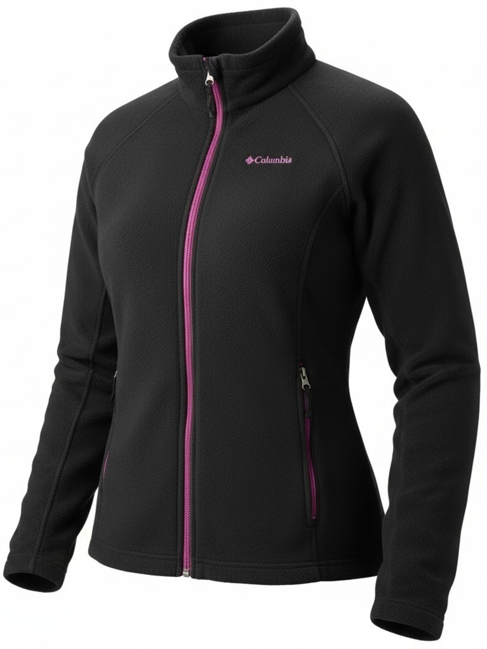 Columbia Benton Springs Fleece Jacket Youth XL Black Pink Full Zip Mock Neck